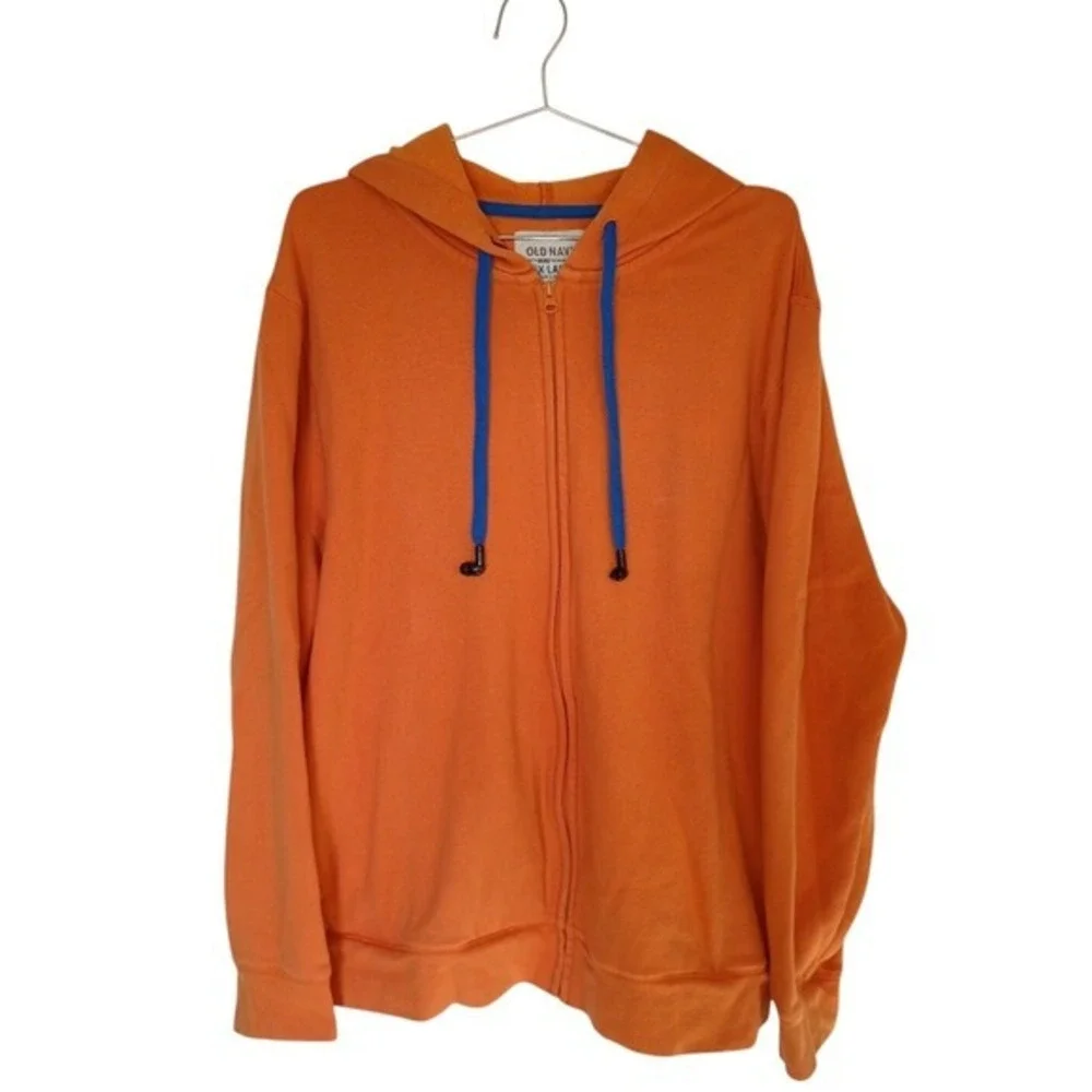 Old Navy Hoodie Sz XL Orange‎ Full Zip Fleece Lined Casual Comfort Activewear